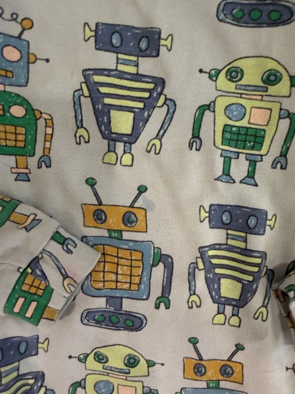 Tea Collection Kids Robot Pajama Set - Gray, Green, Blue, Yellow